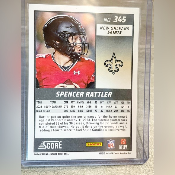 NEW Spencer Rattler Rookie Football Card New Orleans Saints Carolina - Picture 3 of 3